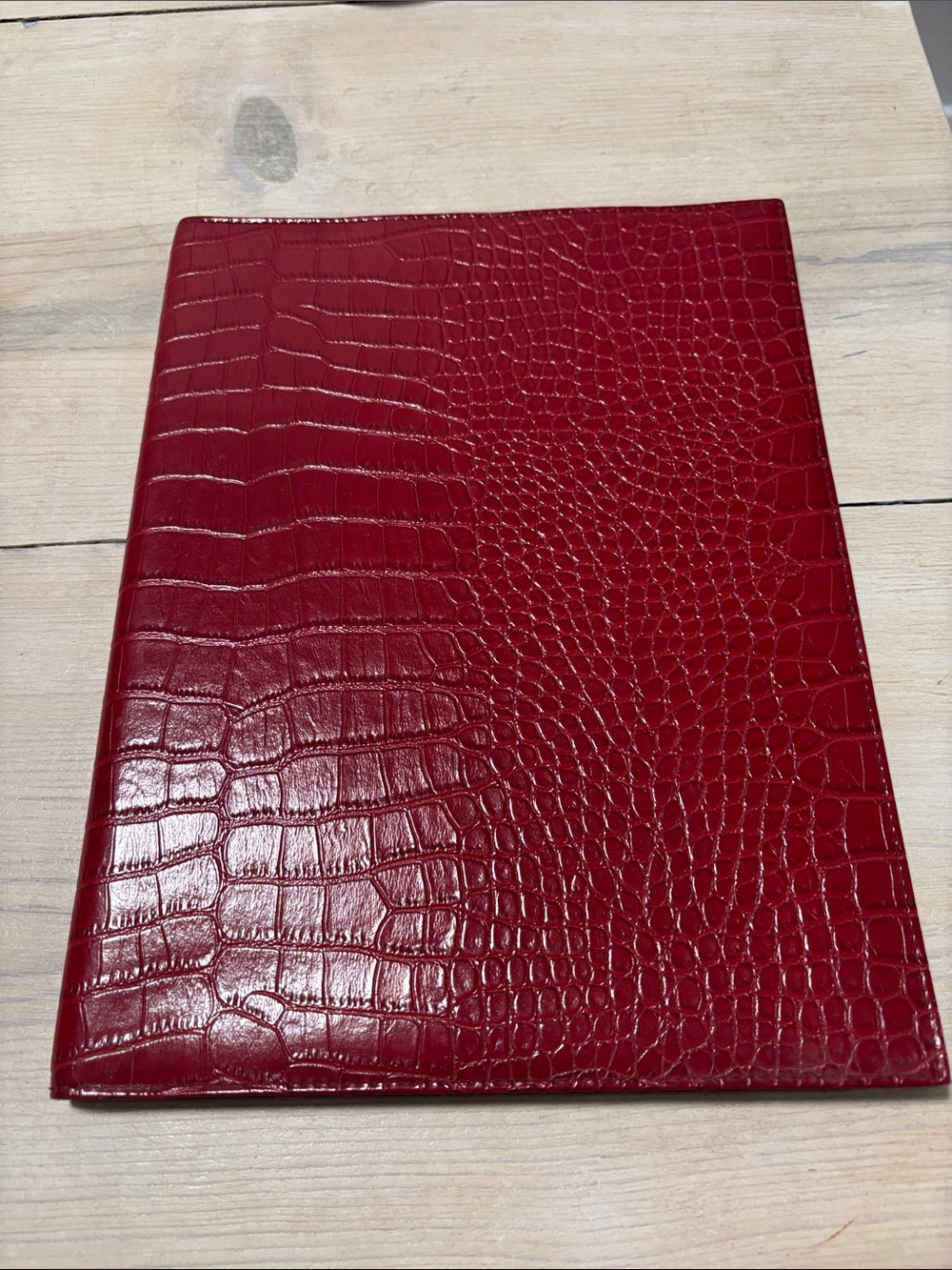 Red Croc-Embossed Portfolio